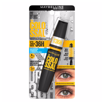 THE COLOSSAL LONGWEAR MASCARA #212 VERY BLACK WATERPROOF - MAYBELLINE NEW YORK